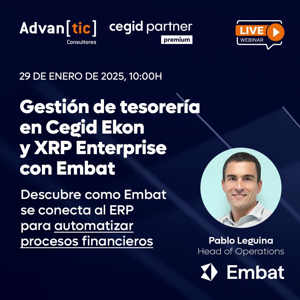 Webinar Gestión de tesorería en Cegid Ekon y XRP Enterprise con Embat